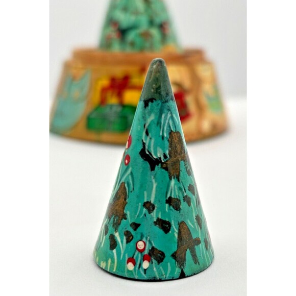 Dept 56 Wooden Nesting Christmas Trees Toys Set of 3 Handpainted Vintage - Picture 12 of 16